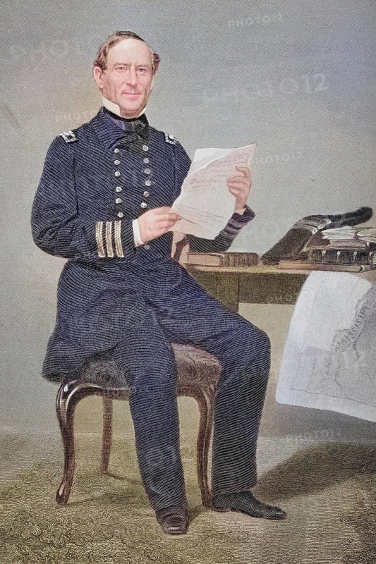 David Glasgow Farragut (born 5 July 1801 in Knoxville, Tennessee, died 14 August 1870 in Portsmouth, New Hampshire) was an American naval officer of the 19th century, after a painting by Alonzo Chappel (1828-1878), Historic, digitally restored reproduction from a 19th century original