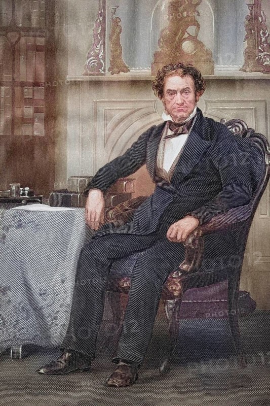 Rufus Choate (born 1 October 1799 in Essex or Ipswich, Essex County, Massachusetts, died 13 July 1859 in Halifax, Nova Scotia, Canada) was an American lawyer and politician of the National Republican Party, after a painting by Alonzo Chappel (1828-1878), Historic, digitally restored reproduction from a 19th century original