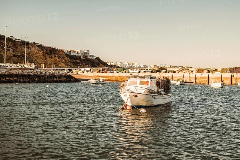 Small boat in marina of Albufeira, Algarve, south of Portugal