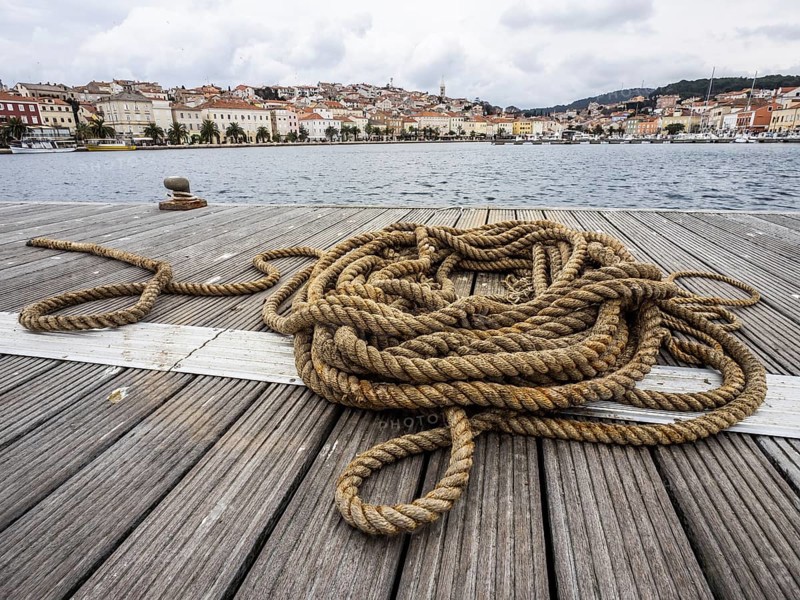 Ship jam on a jetty, harbour of Mali Losinj, island of Losinj, Kvarner Gulf Bay, Adriatic Sea, Croatia, Europe