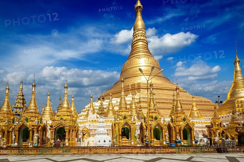 Myanmar famous sacred place and tourist attraction landmark, Shwedagon Paya pagoda. Yangon, Myanmar, Asia