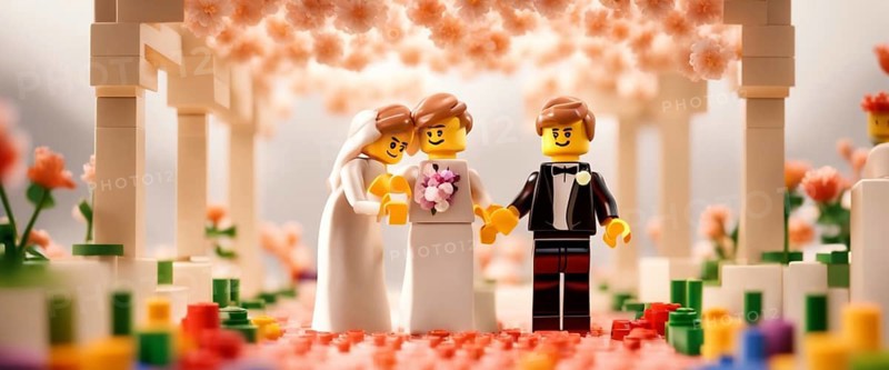 A decorative cake topper featuring a miniature bride and groom, perfect for wedding celebrations ai generated, AI generated