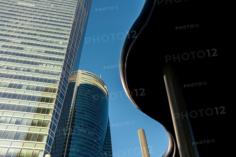 Office towers in the contemporary urban landscape in the Cuatro Torres financial area in the city of Madrid in Spain