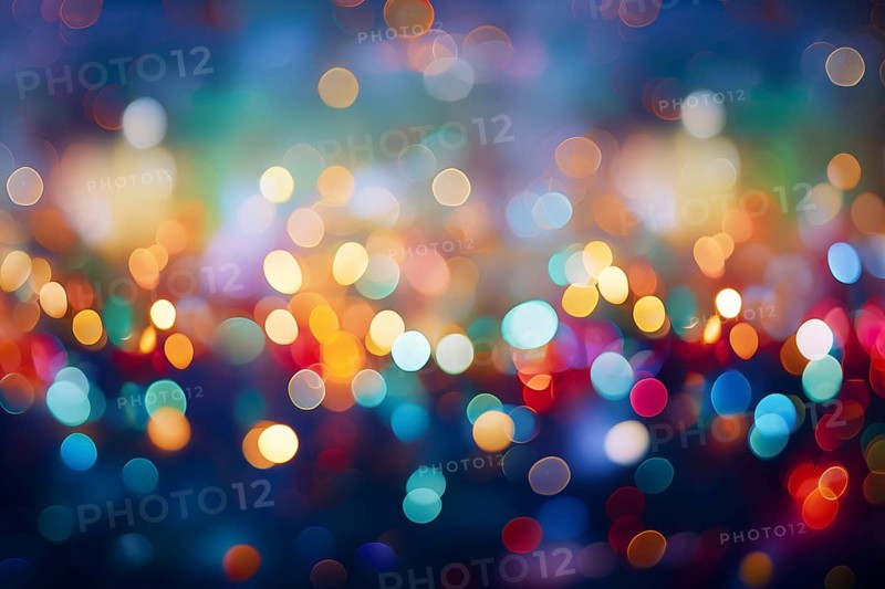 An abstract and colorful defocused blurred bokeh background with bright lights and festive decoration. Perfect for holiday and party-themed projects, AI generated