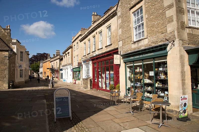 Historic buildings and shops, High Street, Corsham, Wiltshire, England, UK