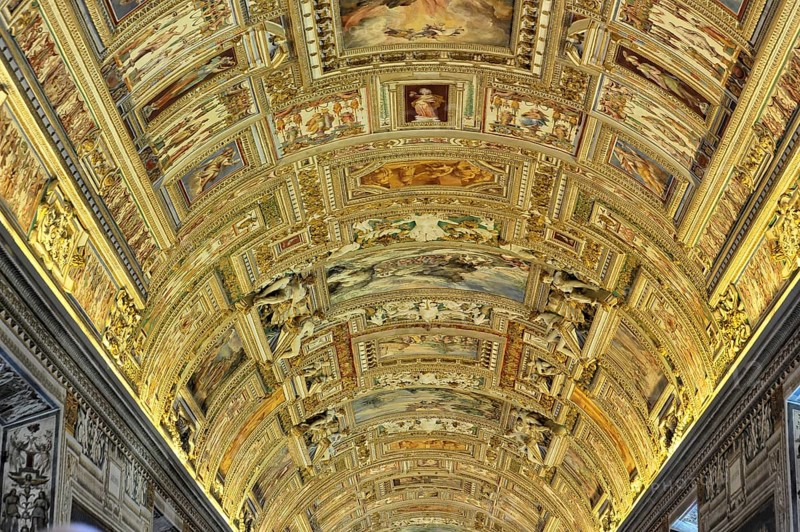 Ceiling painting, Galleria delle carte geografiche, Gallery of Maps, Hall of Maps, Vatican Museums, Vatican City, Vatican, Rome, Lazio, Italy, Europe