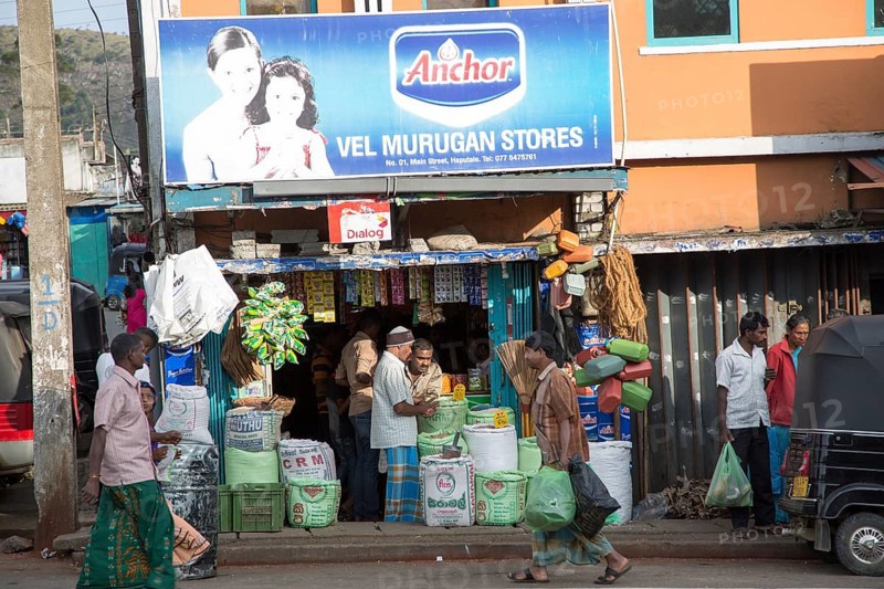 Shops in town of Haputale, Badulla District, Uva Province, Sri Lanka, Asia