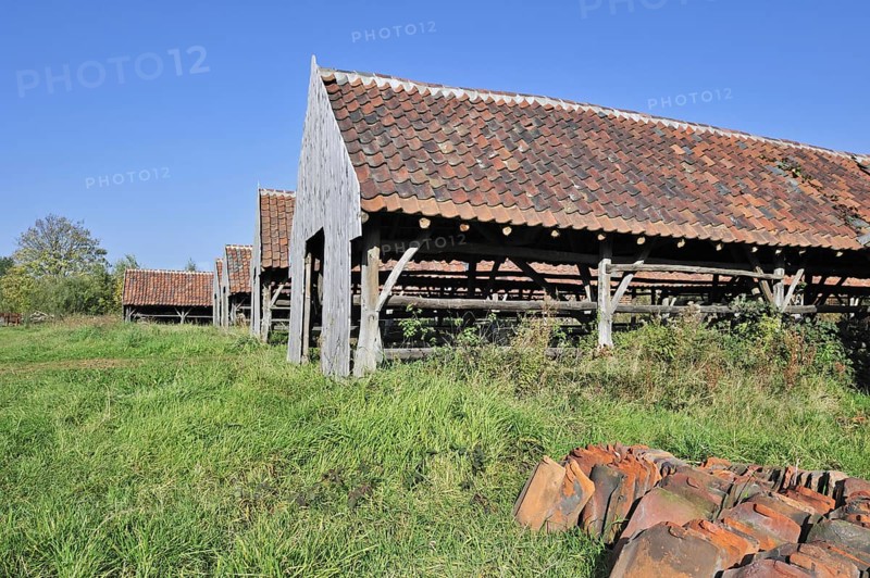 Drying yards and roof tiles at brickworks, Boom, Belgium, Europe