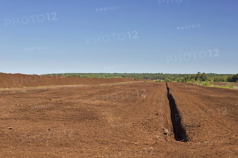 Peat extraction at Totes Moor, Tote Moor, raised bog near Neustadt am Ruebenberge, district of Hannover, Lower Saxony, Niedersachsen, Germany, Europe