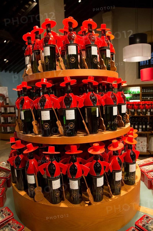 Tio Pepe sherry bottles at Gonzalez Byass bodega, Jerez de la Frontera, Cadiz province, Spain, Europe
