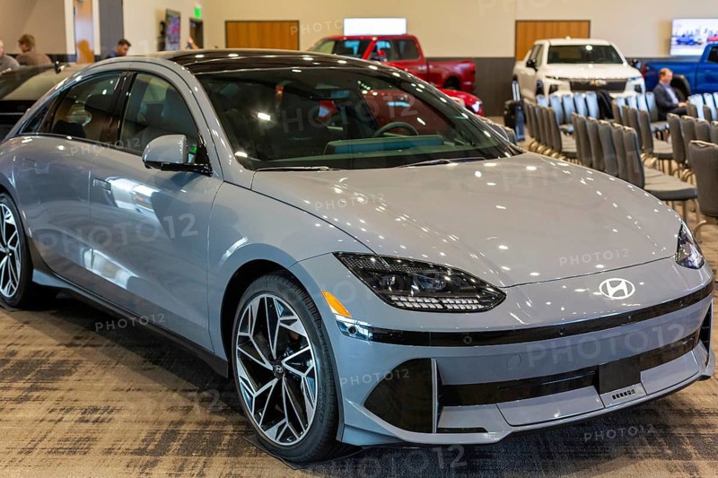 Pontiac, Michigan USA, 4 January 2024, The Hyundai Ioniq 6 electric car was runner-up in the North American Car of the Year award. The annual North American Car, Truck and Utility Vehicle of the Year (NACTOY) awards are judged by a panel of professional automotive journalists