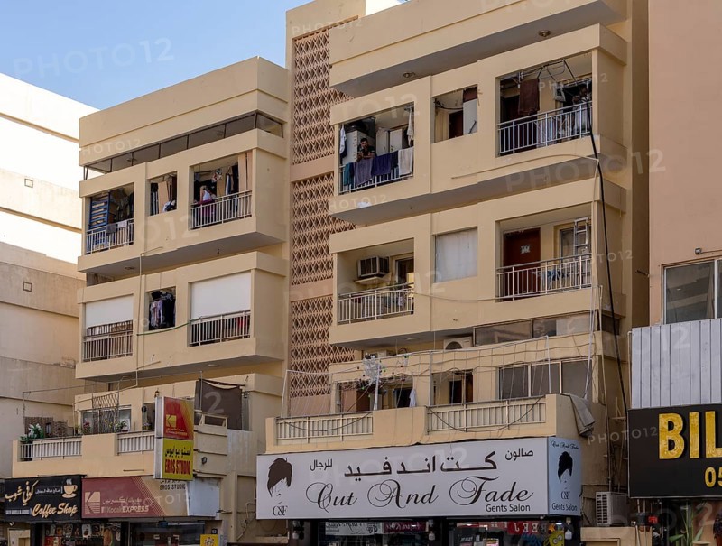 Residential buildings and shops in the Al Fahidi neighbourhood, Dubai, United Arab Emirates, Asia