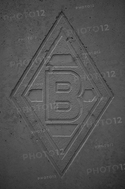 Stone slab with Borussia Moenchengladbach logo, black and white, Moenchengladbach, Germany, Europe