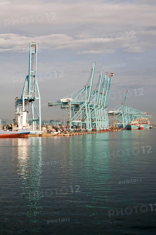 Large cranes APM Terminals container ship port at Algeciras, Cadiz Province, Spain, Europe