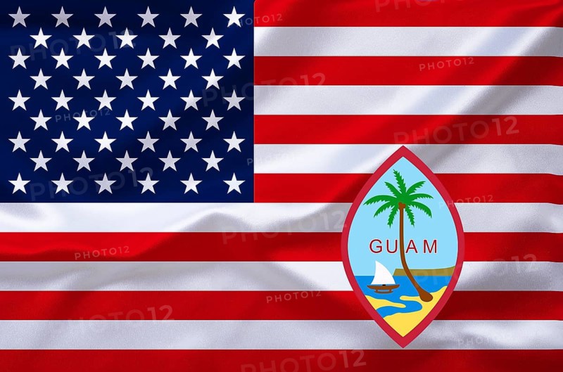 The flag of the USA with the coat of arms of Guam, Studio