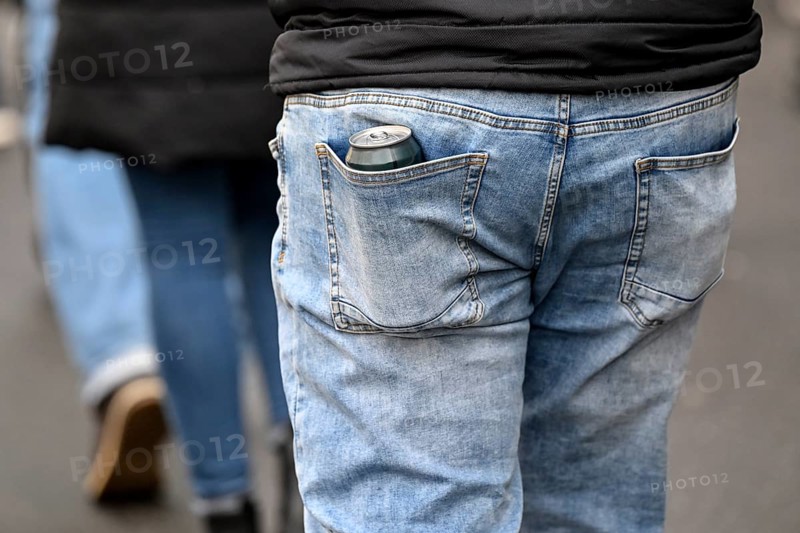 Trouser pocket Beer can