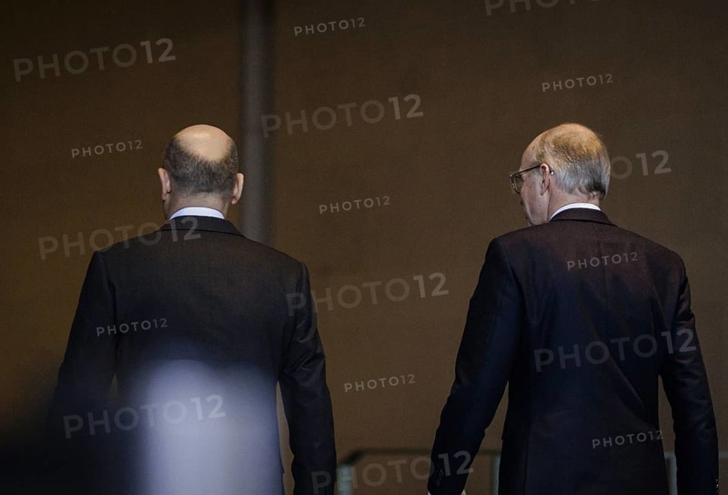 Federal Chancellor Olaf Scholz (SPD) and Luc Frieden, Prime Minister of the Grand Duchy of Luxembourg, give a press conference after talks at the Federal Chancellery in Berlin, 8 January 2024