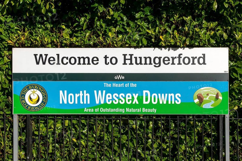 Welcome to Hungerford, North Wessex Downs, at the railway station, Hungerford, Berkshire, England, UK
