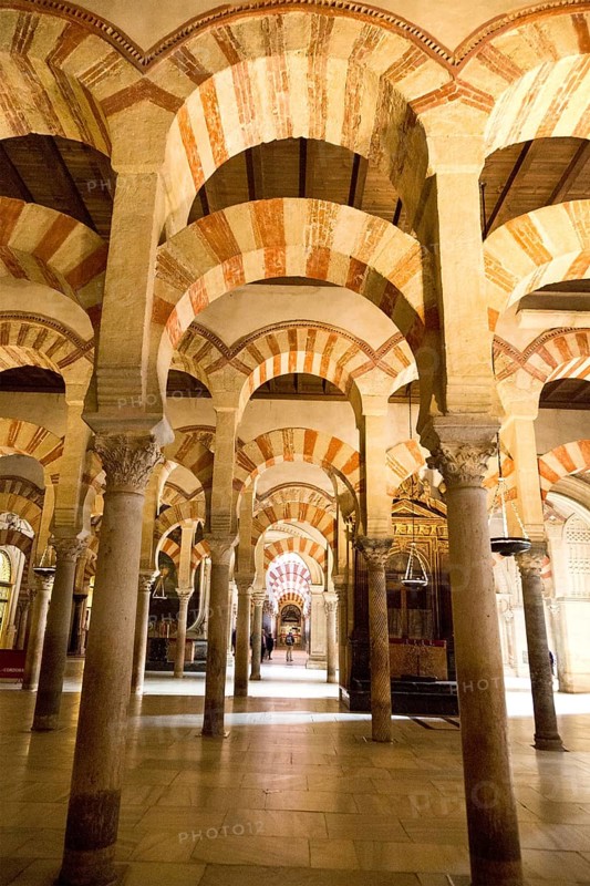 Moorish arches in the former mosque now cathedral, Cordoba, Spain, Europe