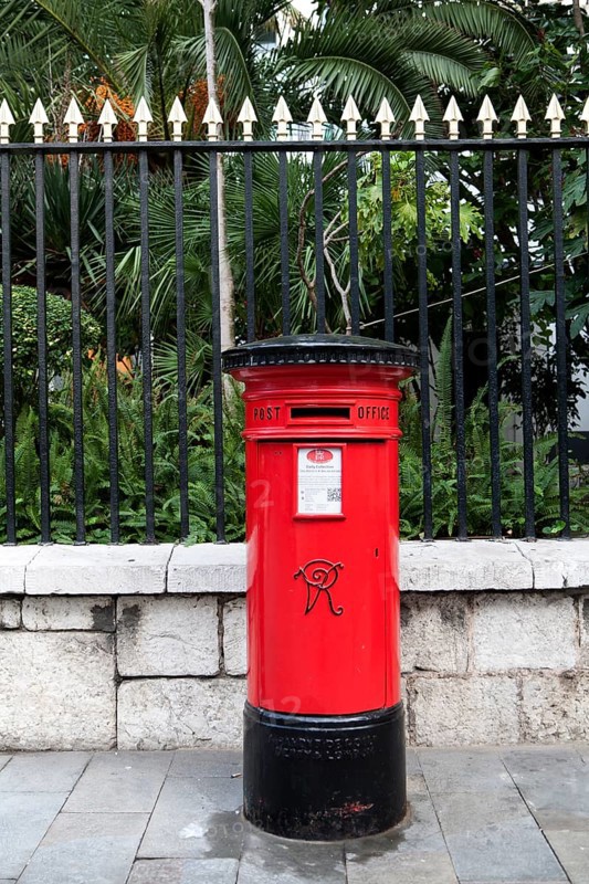 Red Post Office pillar box, Gibraltar, British terroritory in southern Europe, Europe