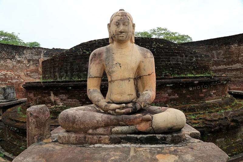 Seated Buddha in Vatadage building, The Quadrangle, UNESCO World Heritage Site, the ancient city of Polonnaruwa, Sri Lanka, Asia