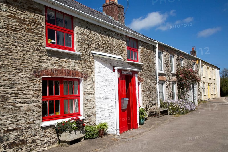Attractive cottages in village of St Just in Roseland, Cornwall, England, UK