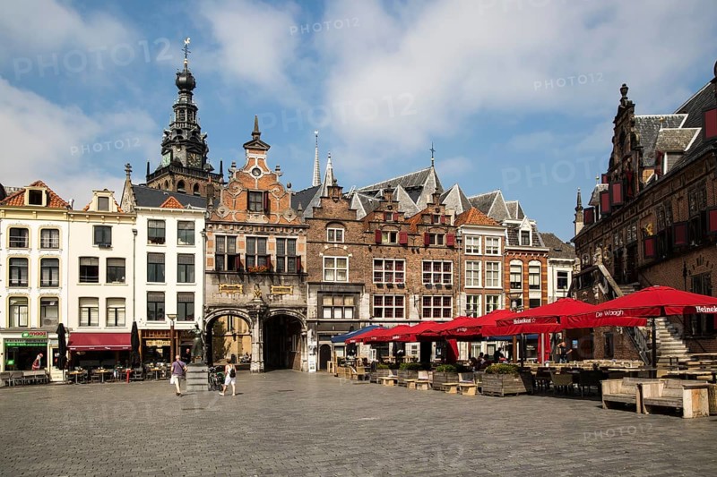 Historic buildings Saint Stephen's church tower, Grote Markt, Nijmegen, Gelderland, Netherlands