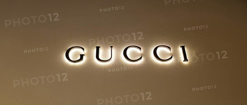 Logo of the luxury fashion brand Gucci, Roermond, Netherlands
