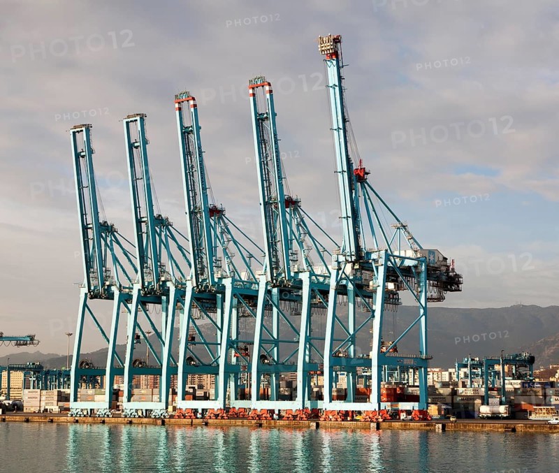 Large cranes APM Terminals container ship port at Algeciras, Cadiz Province, Spain, Europe