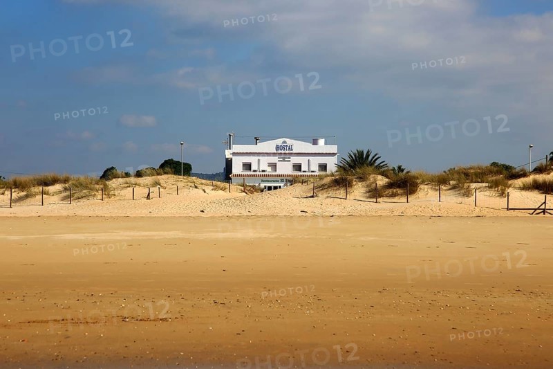 Small beach hotel on the coast at El Palmar, near Vejer de la Frontera, Cadiz Province, Spain, Europe