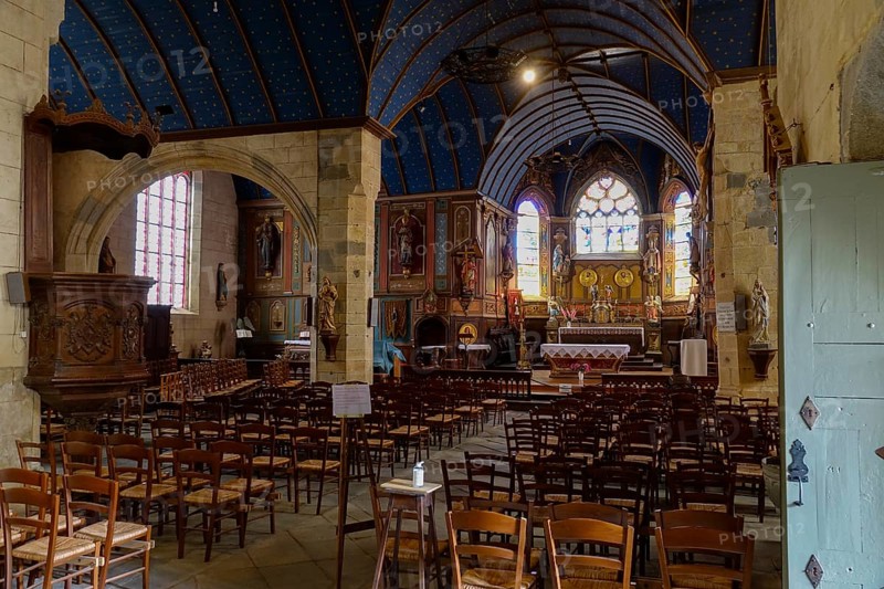 Interior of the Saint-Sauveur church on the Riviere du Faou on the Rade de Brest, Le Faou, Finistere department, Brittany region, France, Europe