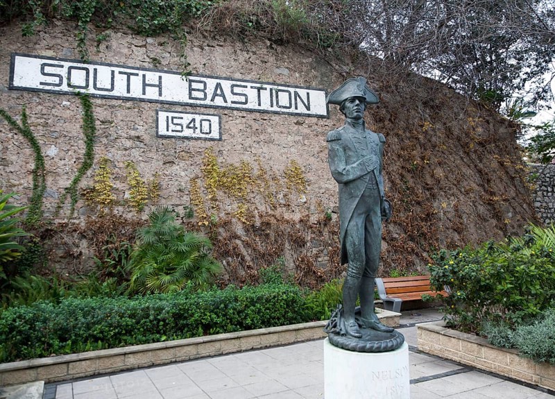 Statue of Admiral Lord Nelson at South Bastion, Gibraltar, British terroritory in southern Europe, Europe