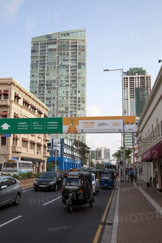 High rise buildings and traffic on Galle Road, Colombo, Sri Lanka, Asia