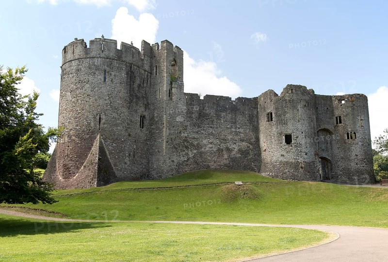 Walls of Chepstow Castle, Monmouthshire, Wales, UK