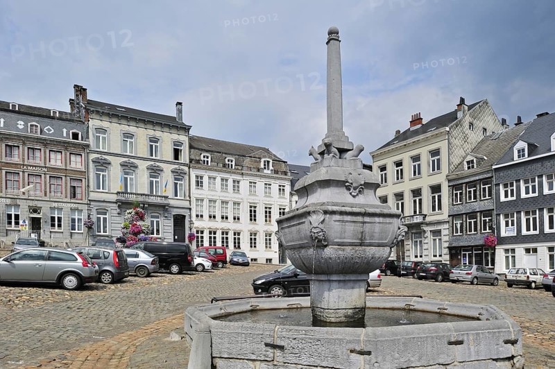 Pillory at the square place Saint-Remacle at Stavelot, Ardennes, Belgium, Europe
