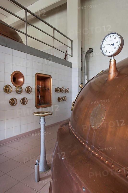 Copper brew kettle at Brouwerij Lindemans, Belgian brewery at Vlezenbeek, producer of geuze and kriek beer