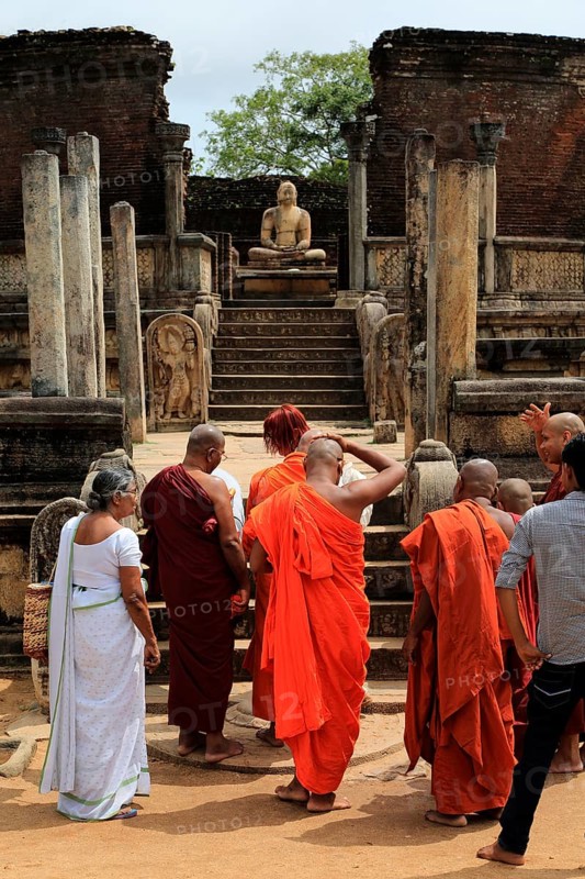 Seated Buddha in Vatadage building, The Quadrangle, UNESCO World Heritage Site, the ancient city of Polonnaruwa, Sri Lanka, Asia
