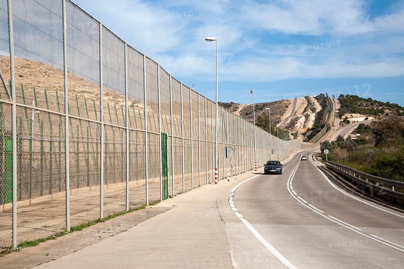 High security fences separate the Spanish exclave of Melilla, Spain from Morocco, north Africa, January 2015
