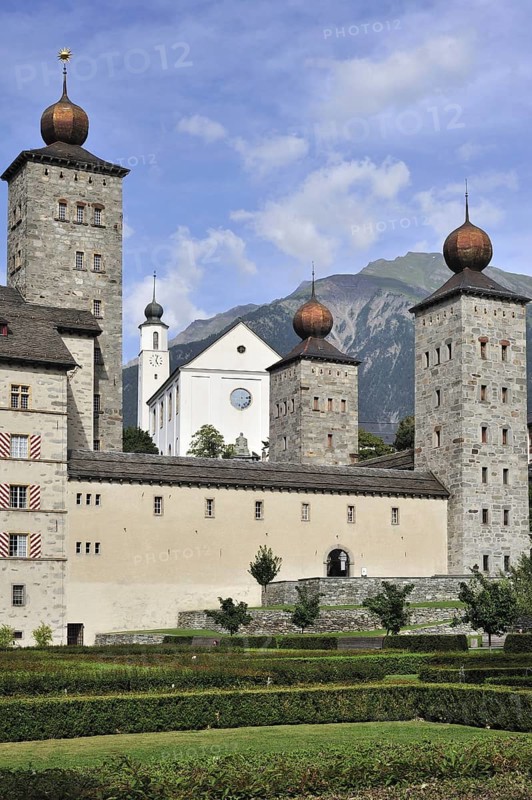 The Stockalper Palace, Stockalperpalast, castle at Brig, Brig-Glis in the Swiss Alps, Valais, Wallis, Switzerland, Europe