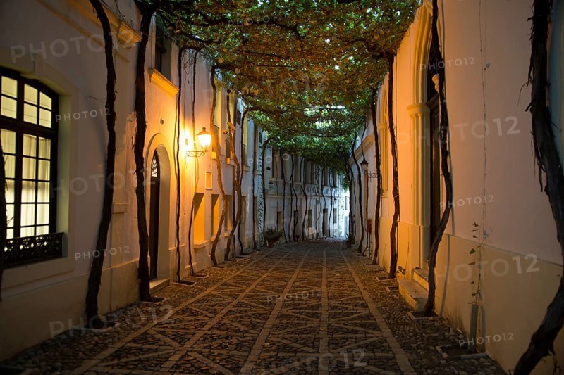 Historic cobbled street Calle Ciegos in Gonzalez Byass bodega, Jerez de la Frontera, Spain, Europe
