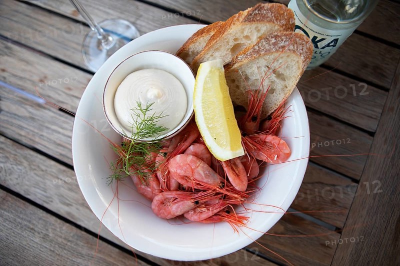 Fresh prawns with aioli, Gothenburg, Vaestra Goetalands laen, Sweden, meal, food, plate, served, appetising, Europe