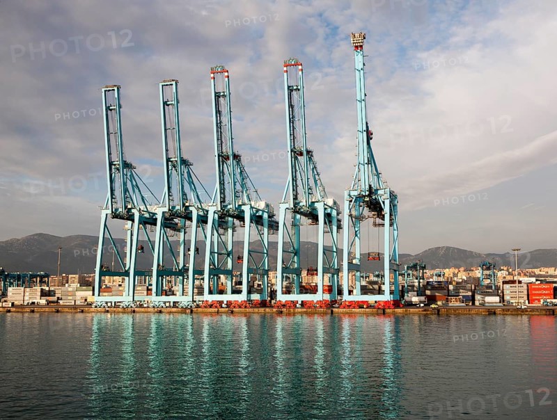 Large cranes APM Terminals container ship port at Algeciras, Cadiz Province, Spain, Europe