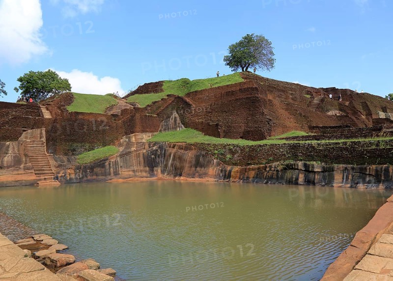 Bathing pool in rock palace fortress on rock summit, Sigiriya, Central Province, Sri Lanka, Asia