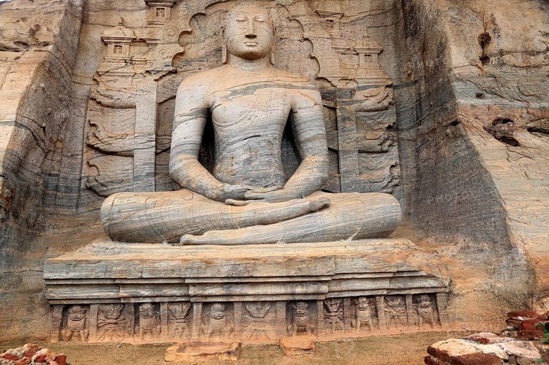Seated Buddha figure, Gal Viharaya, UNESCO World Heritage Site, the ancient city of Polonnaruwa, Sri Lanka, Asia