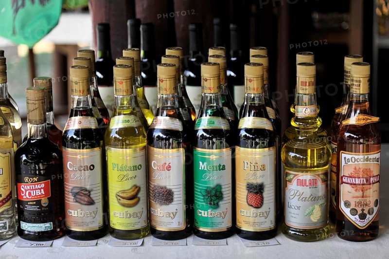 Rum bottles and liqueur bottles, Vinales, Valle de Vinales, Pinar del Rio province, Cuba, Greater Antilles, Caribbean, Central America
