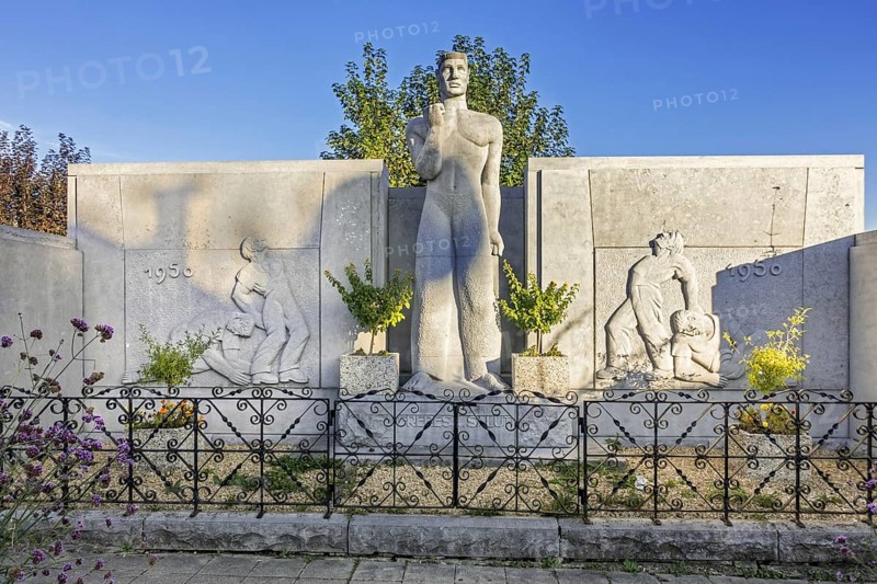 Monument aux morts de la Question Royale 1950, memorial for the Royal Question deaths at Grace-Berleur, Grace-Hollogne, Liege, Wallonia, Belgium, Europe