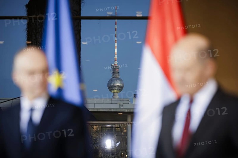 Federal Chancellor Olaf Scholz (SPD) and Luc Frieden, Prime Minister of the Grand Duchy of Luxembourg, give a press conference after talks at the Federal Chancellery in Berlin, 8 January 2024