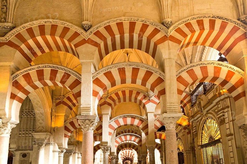 Moorish arches in the former mosque now cathedral, Cordoba, Spain, Europe