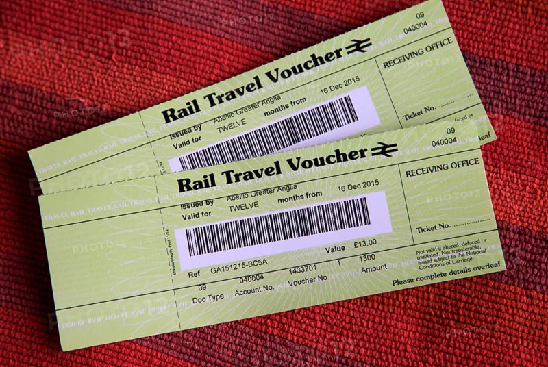 Two rail travel vouchers, UK