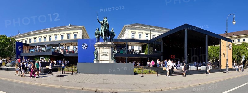Panorama, Volkswagen stand at Odeonsplatz, IAA Mobility 2023, International Motor Show 2023, Munich, Bavaria, Germany, Europe